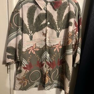 Tropical Print Button-Up Shirt